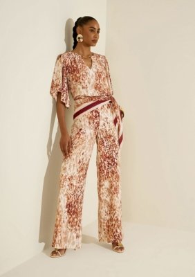 Calça Morena Rosa Pantalona Alta - Multicolorido