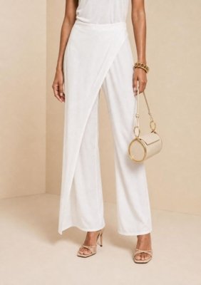 Calça Morena Rosa Pantalona Alta - Off-white