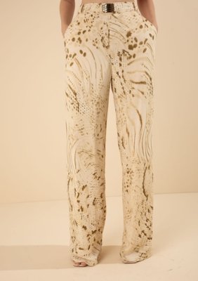 Calça Morena Rosa Pantalona Alta Estampado