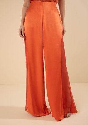 Calça Morena Rosa Pantalona Alta Laranja