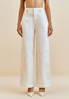 Calça Morena Rosa Pantalona Alta Off Off-white