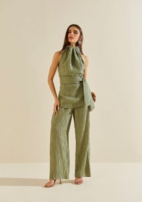 Calça Morena Rosa Pantalona Alta Verde
