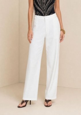 Calça Morena Rosa Reta Alta - Off-white