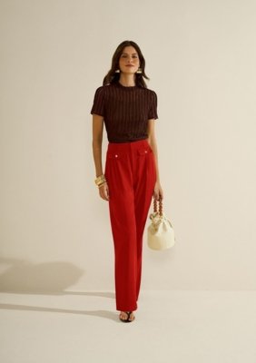 Calça Morena Rosa Reta Alta - Vermelho