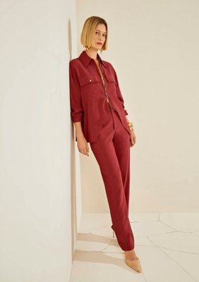 Calça Morena Rosa Reta Alta - Vermelho
