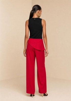 Calça Morena Rosa Reta Alta - Vermelho