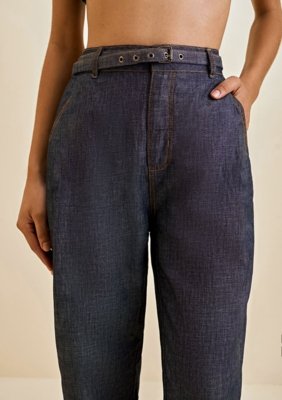 Calça Morena Rosa Reta Alta Azul