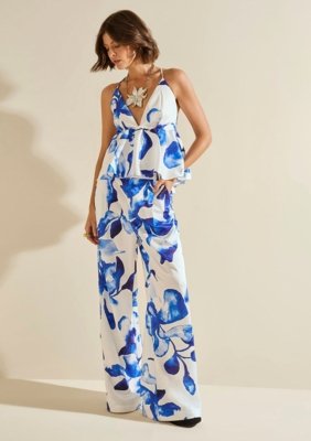 Calça Morena Rosa Reta Alta Azul