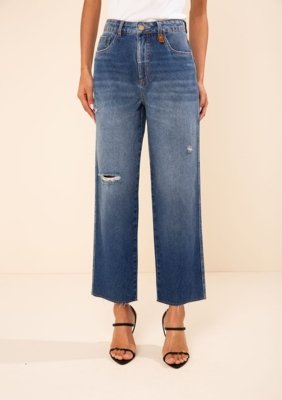 Calça Morena Rosa Reta Alta Azul
