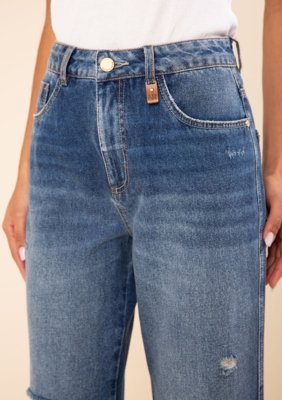 Calça Morena Rosa Reta Alta Azul