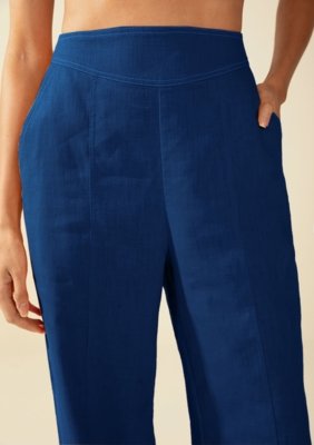 Calça Morena Rosa Reta Alta Azul Marinho