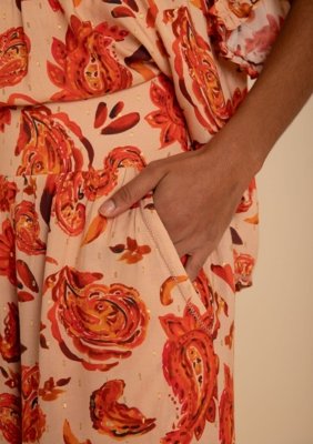 Calça Morena Rosa Reta Alta Bege