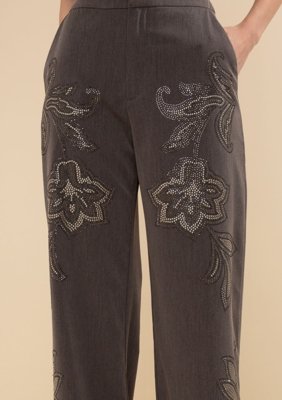 Calça Morena Rosa Reta Alta Cinza