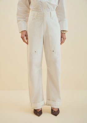 Calça Morena Rosa Reta Alta Off Off-white