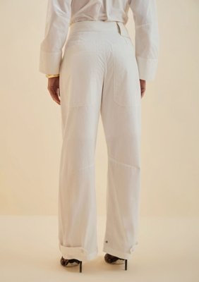 Calça Morena Rosa Reta Alta Off Off-white