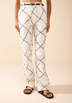 Calça Morena Rosa Reta Alta Off Off-white