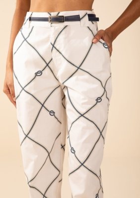 Calça Morena Rosa Reta Alta Off Off-white