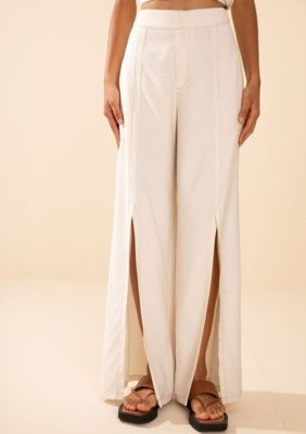 Calça Morena Rosa Reta Alta Off Off-white