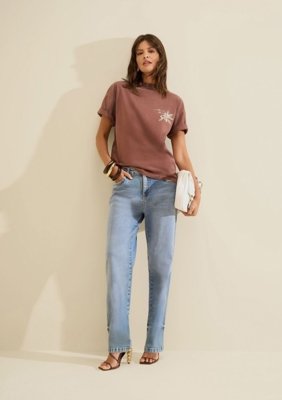 Calça Morena Rosa Reta Média - Azul