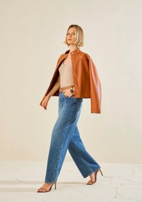 Calça Morena Rosa Reta Média - Azul