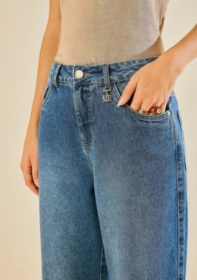 Calça Morena Rosa Reta Média - Azul