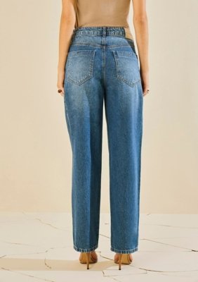 Calça Morena Rosa Reta Média - Azul