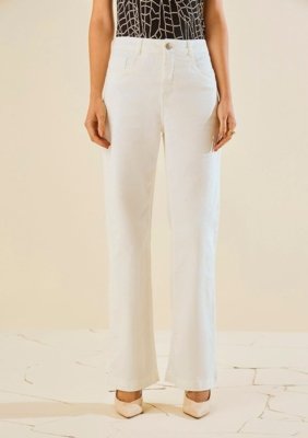 Calça Morena Rosa Reta Média - Off-white