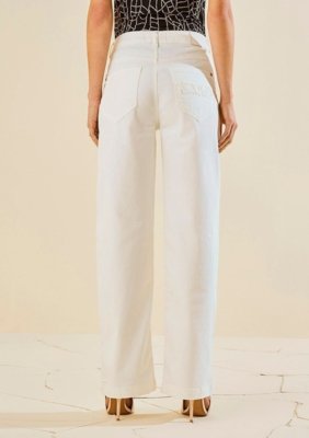 Calça Morena Rosa Reta Média - Off-white