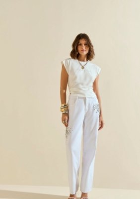 Calça Morena Rosa Reta Média Branco