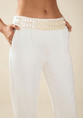Calça Morena Rosa Reta Média Off Off-white