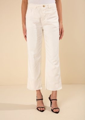 Calça Morena Rosa Reta Média Off-white