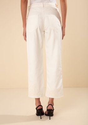 Calça Morena Rosa Reta Média Off-white