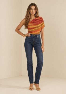 Calça Morena Rosa Skinny Alta - Azul