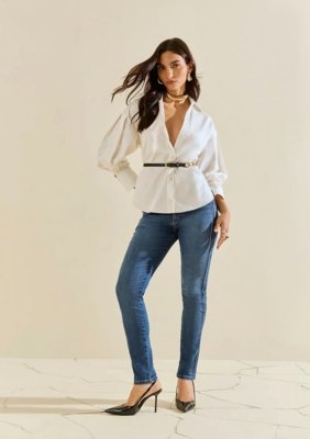 Calça Morena Rosa Skinny Alta Azul
