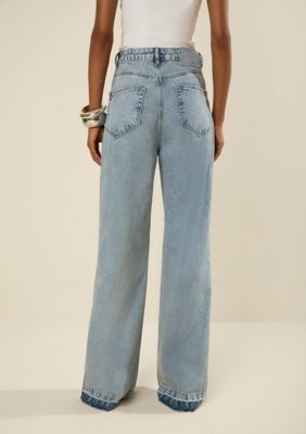 Calça Morena Rosa Wide Alta - Azul