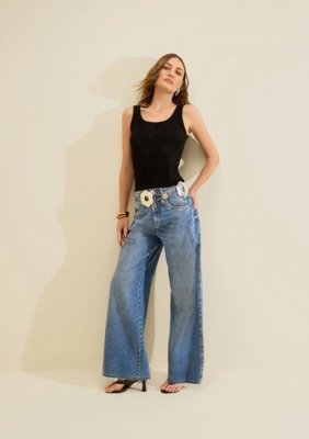 Calça Morena Rosa Wide Alta - Azul