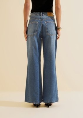 Calça Morena Rosa Wide Alta - Azul