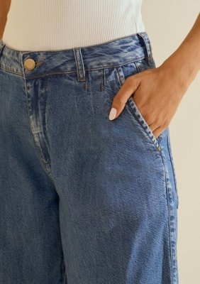 Calça Morena Rosa Wide Alta - Azul