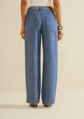 Calça Morena Rosa Wide Alta - Azul