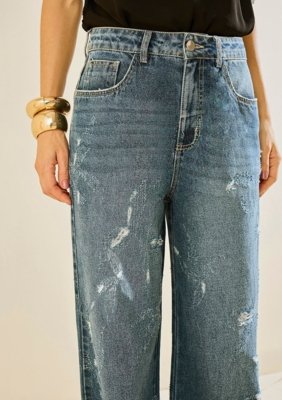 Calça Morena Rosa Wide Alta - Azul