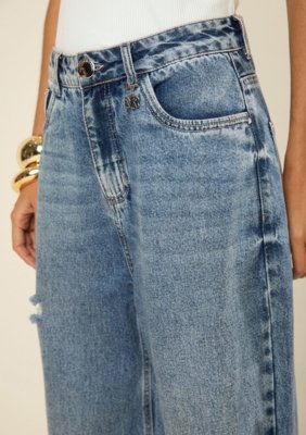 Calça Morena Rosa Wide Alta - Azul