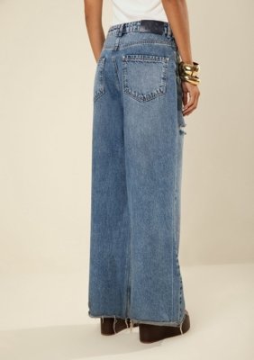 Calça Morena Rosa Wide Alta - Azul