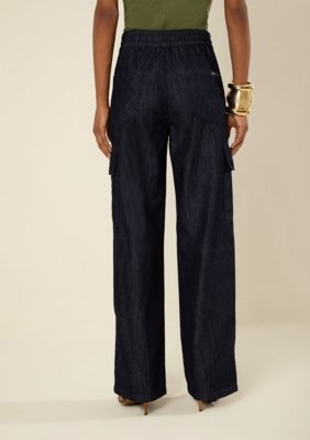 Calça Morena Rosa Wide Alta - Azul
