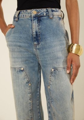 Calça Morena Rosa Wide Alta - Azul