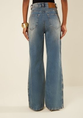 Calça Morena Rosa Wide Alta - Azul