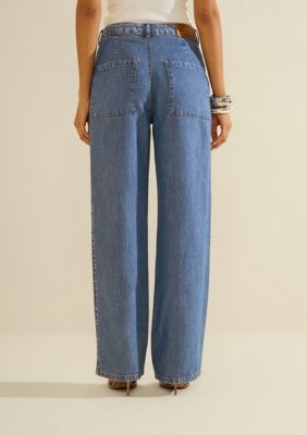 Calça Morena Rosa Wide Alta - Azul
