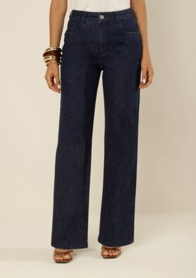 Calça Morena Rosa Wide Alta - Azul