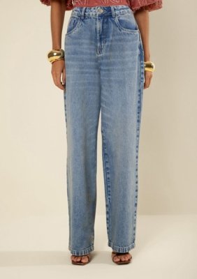 Calça Morena Rosa Wide Alta - Azul