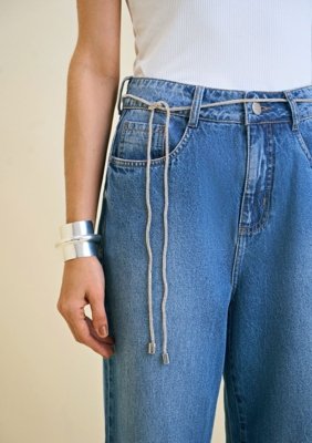 Calça Morena Rosa Wide Alta - Azul