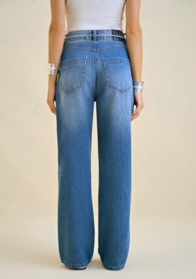 Calça Morena Rosa Wide Alta - Azul